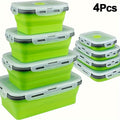 Storage Containers with Lids, Set, PEKARR 4-Piece Collapsible Rectangular Boxes with Latching Lids in Three Edge Colors