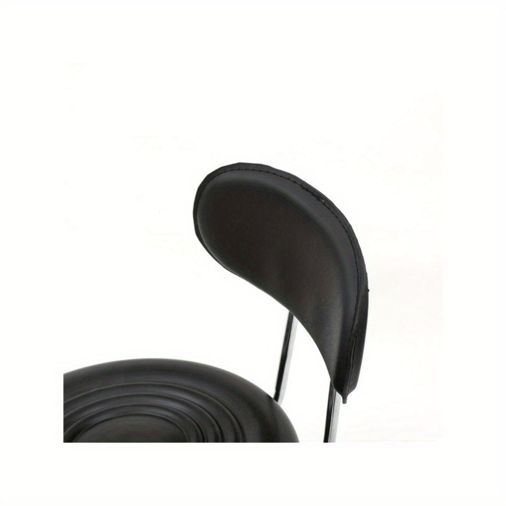 Salon Stool with Back & 360° Swivel, Adjustable Height 18.9", 22.8", Round Padded Cushion Seat, Chrome Base
