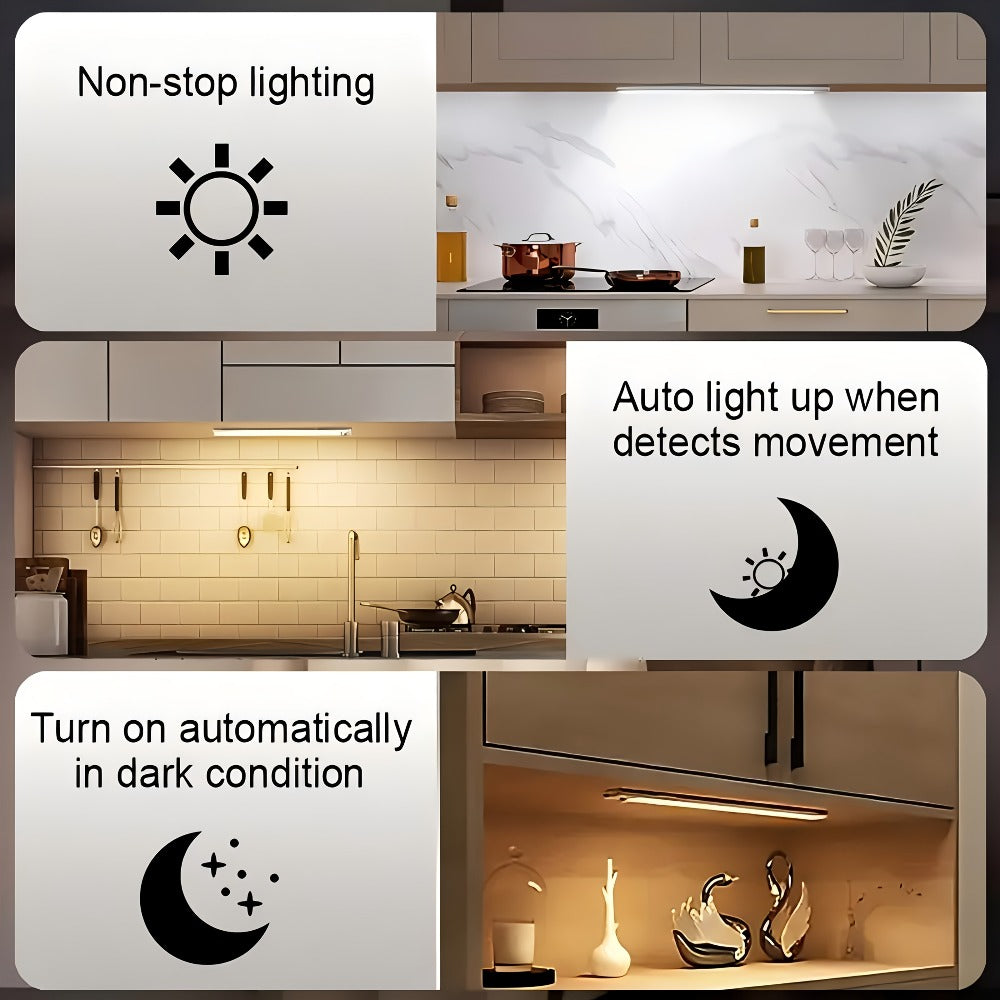 LED Motion Sensor Light USB-C Rechargeable 3 Color Temperatures Stepless Dimming Wireless for Entryways, Bedrooms and Living Spaces
