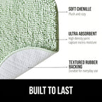 Oval Chenille-Style Bath Mat with Five Color Designs and 40 × 60 to 63 × 95 cm Size Options
