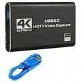 4K USB 3.0 Video Capture Card - 1080P 60fps HD Recorder, 4K UHD 60Hz Input, Compatible with OBS Live Game Streaming