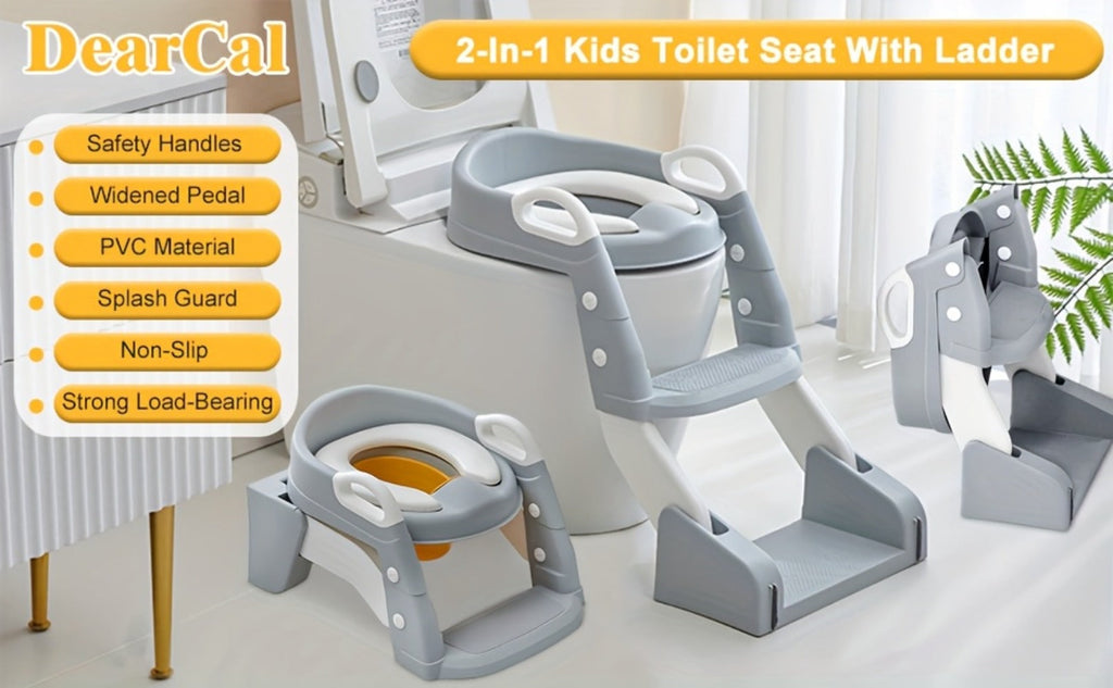 Potty Training Seat with Step Ladder 2-in-1 Toddler Toilet Seat & Stool - Foldable Kids Potty Chair with Splash Guard