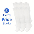 Extra Wide Socks for Swollen Feet 6 Pairs Stretch to 30 Inch Non-Binding Seamless Loose Fit for Entryways, Bedrooms and Living Spaces