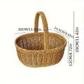 Oval Wicker-Style Market and Picnic Basket with Arched Handle in Medium or Large Size Options