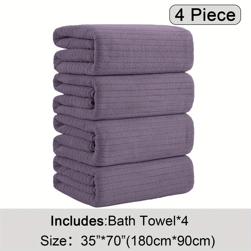 Bath Towels Set 4-Pack Oversized 35 x 70 Inch Microfiber Sheets in 13 Solid Color Options for Home and Guest Use