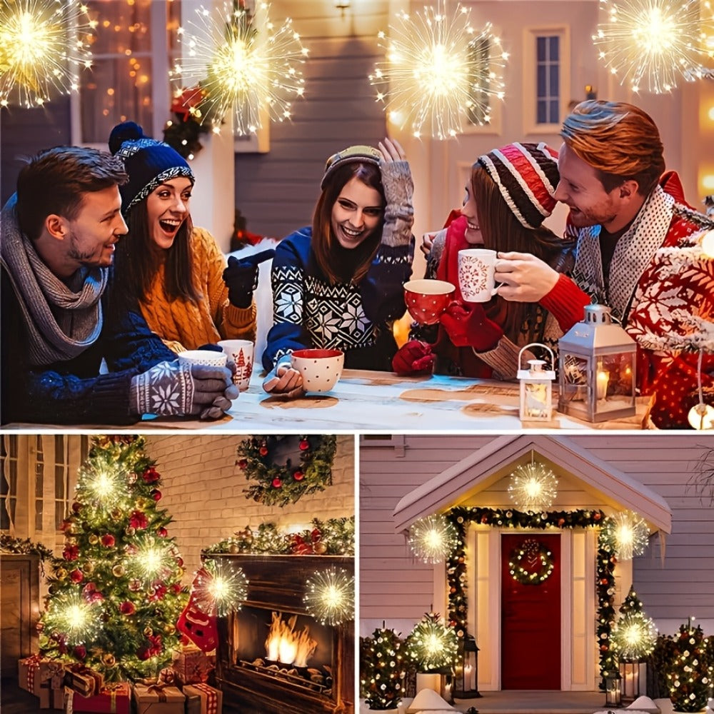 Solar Starburst Lantern Fairy Lights Outdoor 5 Pack 450 LED – Remote & Timer, 8 Modes, Adjustable Brightness