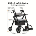 Rollator Walker for Seniors Foldable with 8-Inch Big Wheels, Durable Aluminum Rolling Walker with Backrest & Dual Adjustable Height