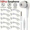 10 Pack Wired Earphones 3.5mm Bulk In-Ear Headphones Built-in Mic Volume Control for Bedside Audio, Alarms and Room Entertainment