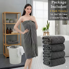Towel Set 4 or 8 Piece Microfiber Collection with Hair-Drying Cap Options in Four Colors for Home and Guest Use