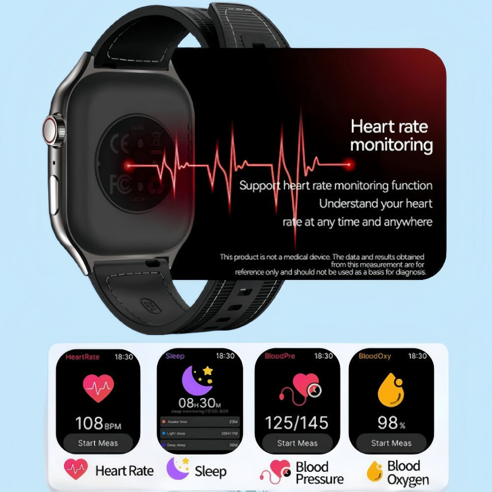 Smartwatch 1.96 Inch Curved HD Display with Bluetooth 5.2 Calling and Fitness Readouts in Three Colors