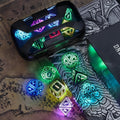 RGB LED DND Dice Set Rechargeable 7pcs, Illuminated Polyhedral Dice with Type-C Charging Case for D&D RPG Tabletop Games