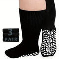 3-Pair Grippy-Sole Wide Sock Set for Adults in Black, White or Grey with 9-13 and 13-15 Size Options