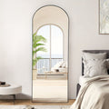 Full-Length Floor Mirror in 59 × 16 or 64 × 21 Inch Arched and Rectangular Black or Gold Frame Options