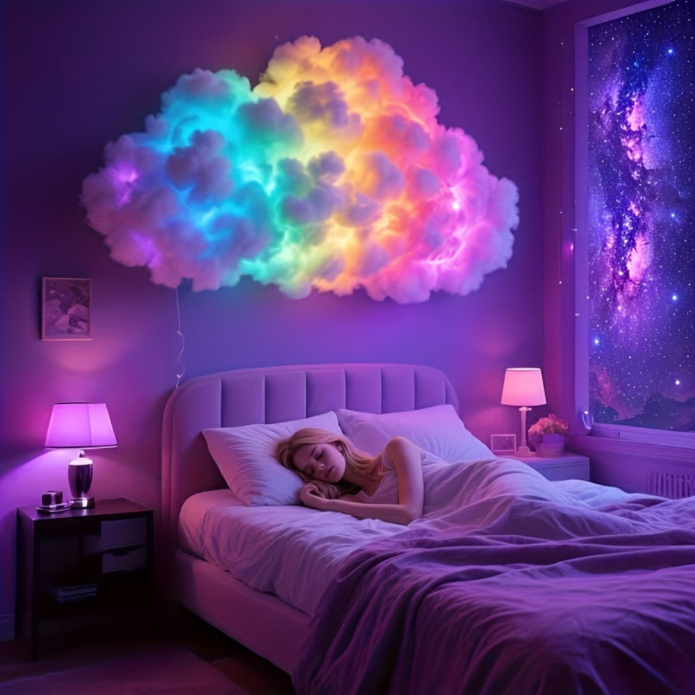 3D Thunder Cloud Lamp RGB Music Sync LED Light USB Powered Sound Sensitive IC Mood Lighting for Entryways, Bedrooms and Living Spaces