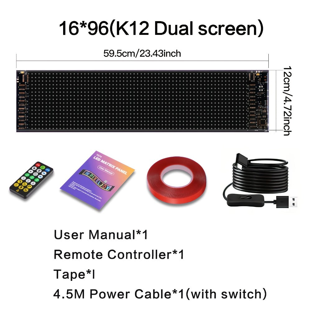 Car LED Light Panel USB Powered Smart Display, App Control, Eye-Shaped Design, Programmable LED Matrix Screen