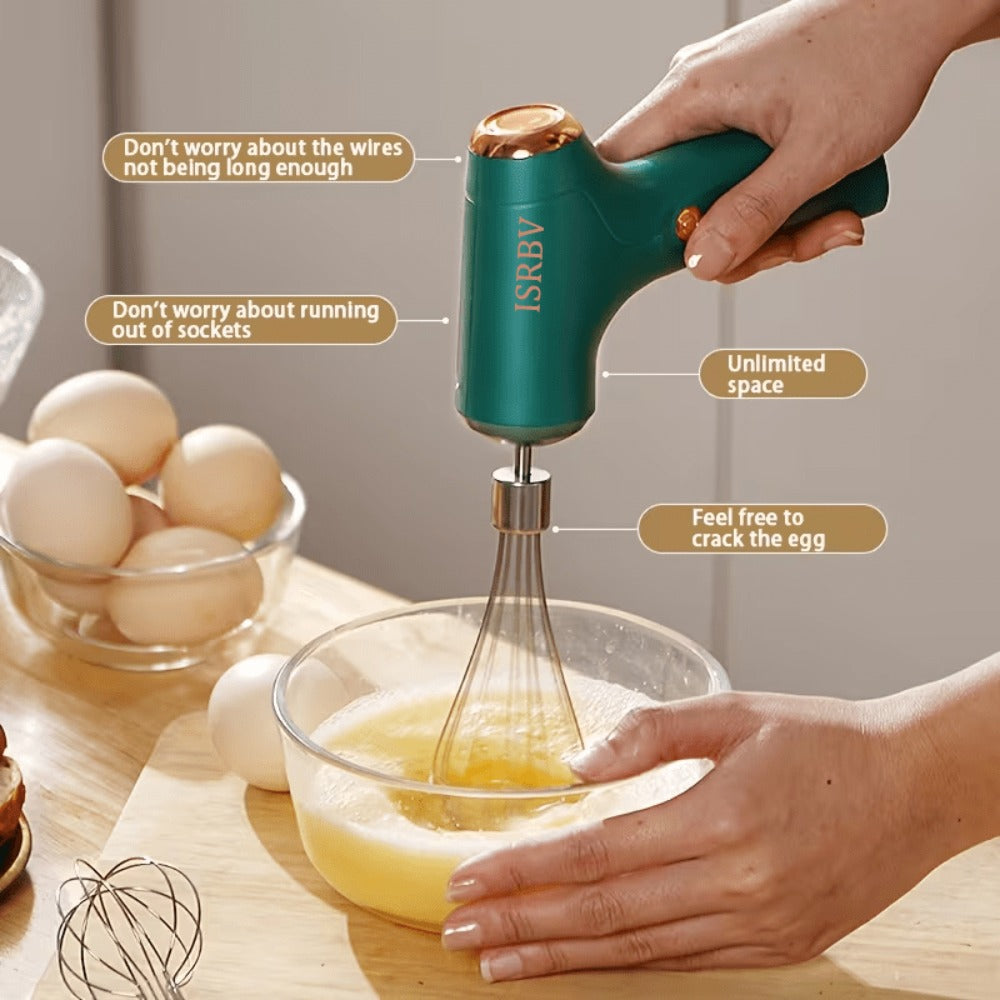 Cordless Electric Egg Beater & Cream Whipper - Handheld Stand-Up Portable Mixer for Cake Baking, Ice Cream & Whipping