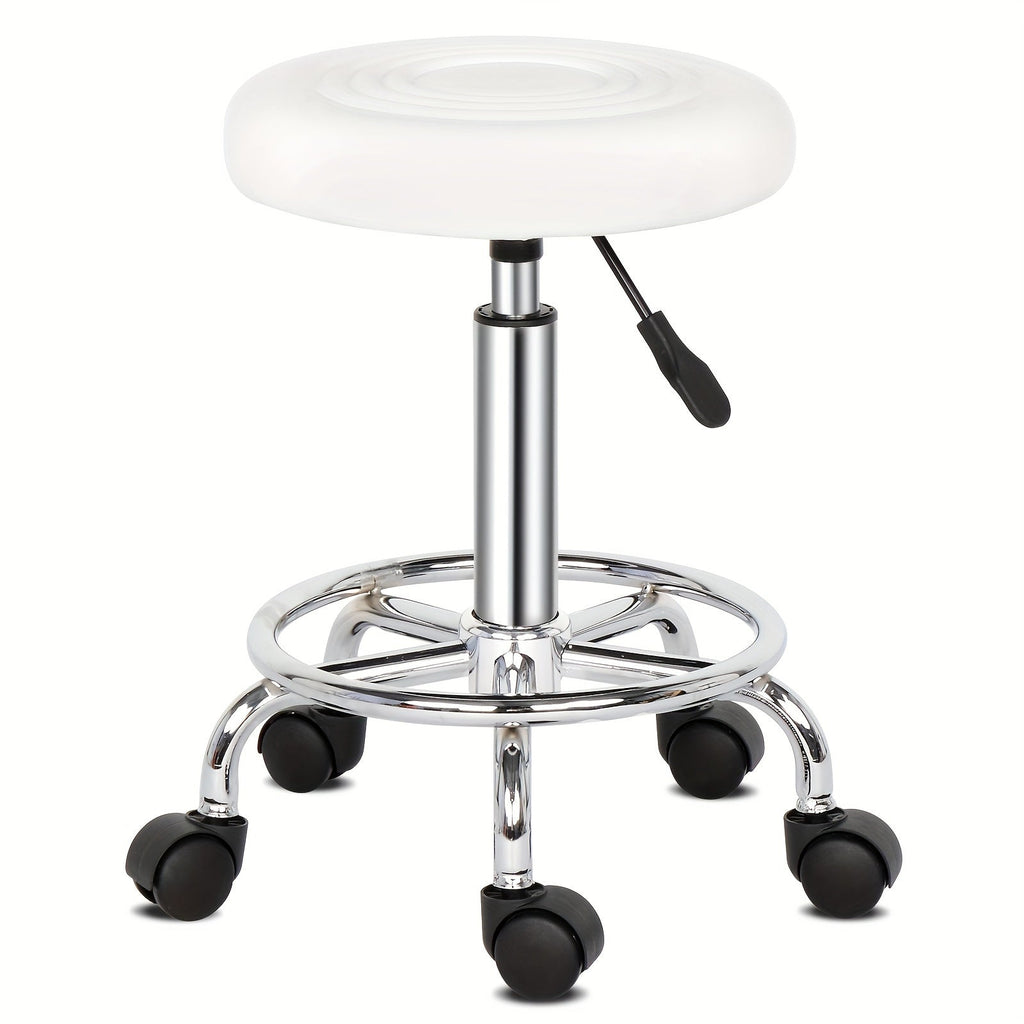 Round Padded Swivel Bar Stool 360° with Chrome Base – Adjustable Height Salon Kitchen Counter Stool for Nail