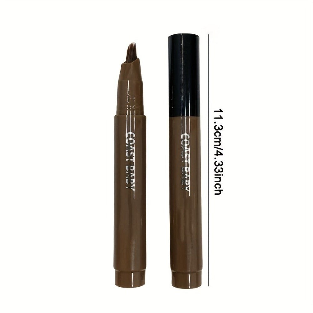 Four-Pack Multi-Fork Tip Eyebrow Pens in Four Color Labels with Capped Bodies and Approx. 11.3 cm Length