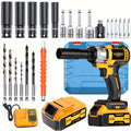 Cordless Impact Wrench 21V Brushless Electric Drill Set with 4000mAh Battery, Toolbox & Full Accessories