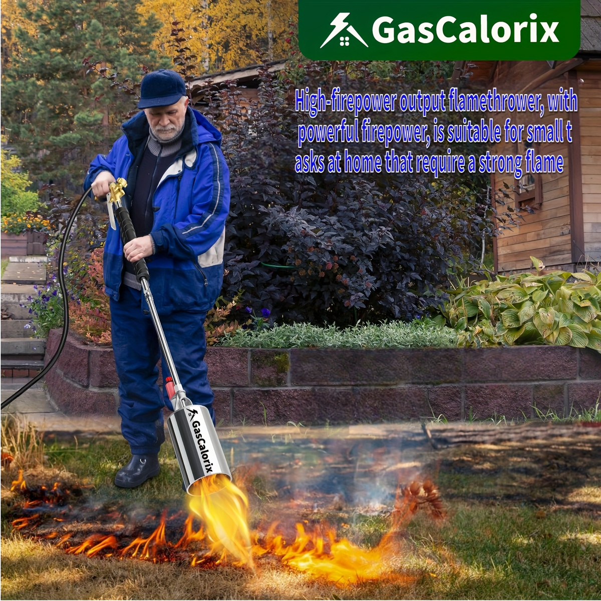 Weed Burner Torch Propane with 10ft Hose & Turbine Trigger, High-Output Flame Weeder with Cylinder Converter for Garden Weeding