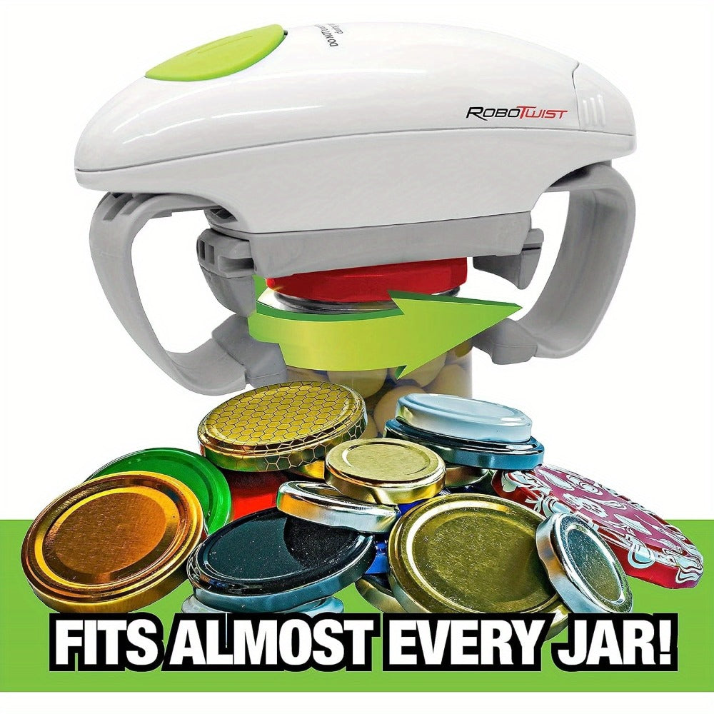Electric Jar Opener for Elderly & Weak Hands – One-Touch Auto-Off, High Torque Battery-Powered Jar Lid Opener with Ergonomic Design