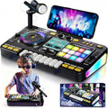 Kids DJ Mixer Toy Set with LED Lights, Microphone & Piano Keys, 100+ Sound Effects, Disco Mode, Rechargeable
