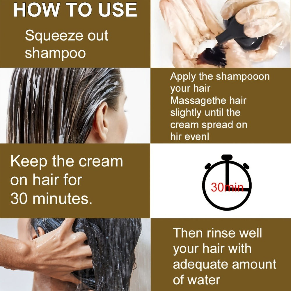 Plant Extract Hair Coloring Shampoo 100ml 3.38oz, Deep Scalp-Safe Gray & White Hair Coverage, Botanical Color