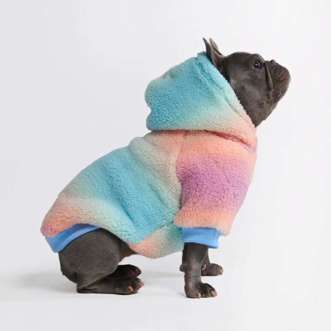 Plush Fleece Dog Hoodie, Fluffdreams Pastel Icing / S