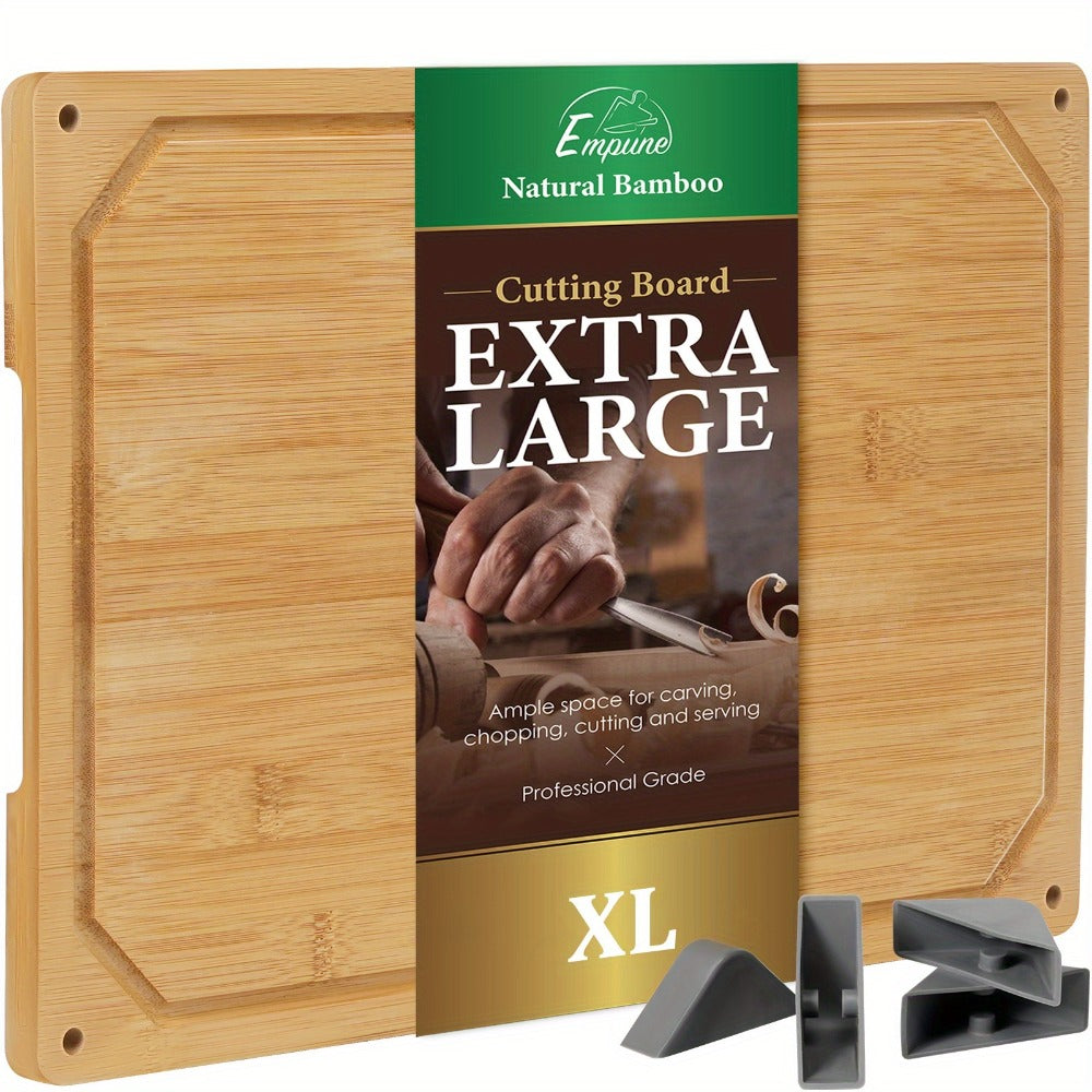 Cutting Board with Juice Groove, Chopping Board & Cheese Platter for Meat, Cheese, Bread, Vegetables & Fruits