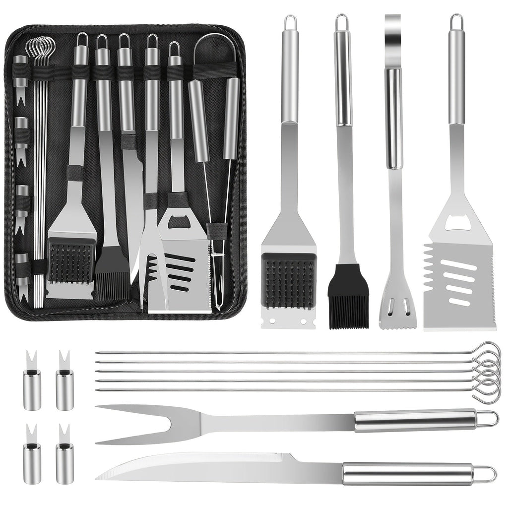15- or 24-Piece BBQ Tool Set with Spatula, Tongs, Forks, Skewers, Brushes and Carry Case Pictured