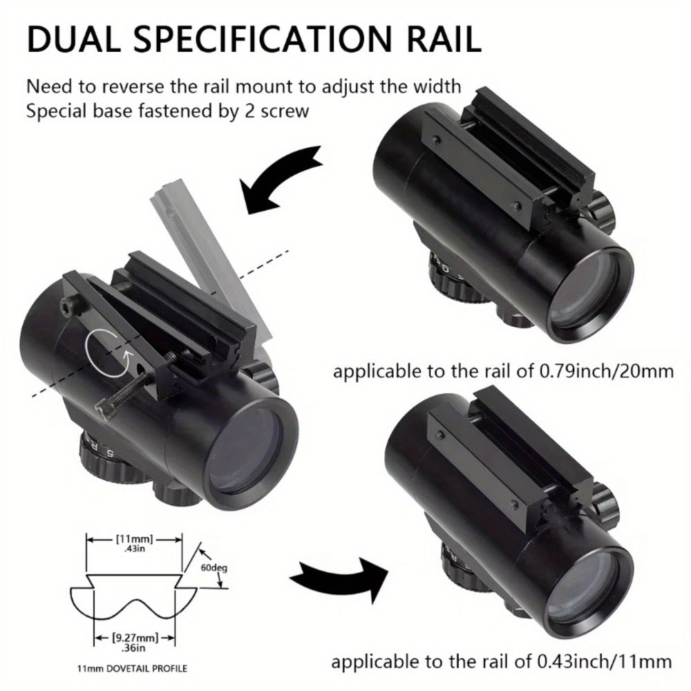 Red Green Dot Sight Scope 1x40 with Picatinny Rail Mount, 2 Reticle Types, Adjustable Brightness for Rifles