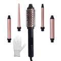 Ceramic Curling Iron Set 5-in-1 with Interchangeable Barrels & Heat Brush, Professional Hair Curler Wand Styling Kit for Waves & Curls