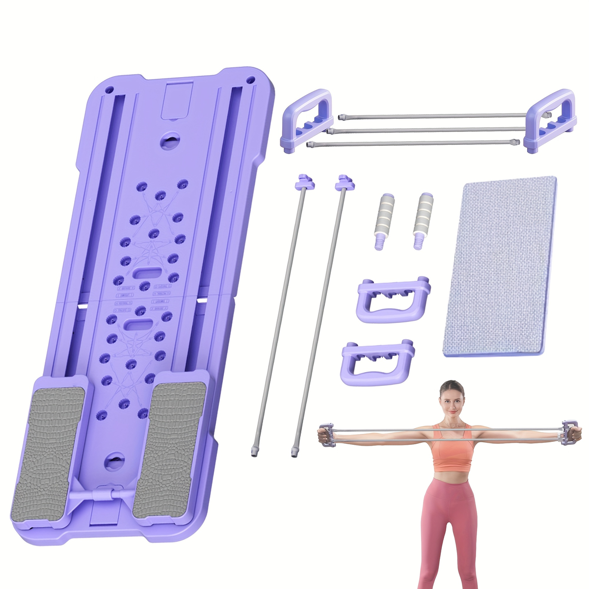 Portable Pilates Reformer Board 9-in-1 – Foldable Ab Wheel & Push-Up Workout Machine for Full Body Core Training