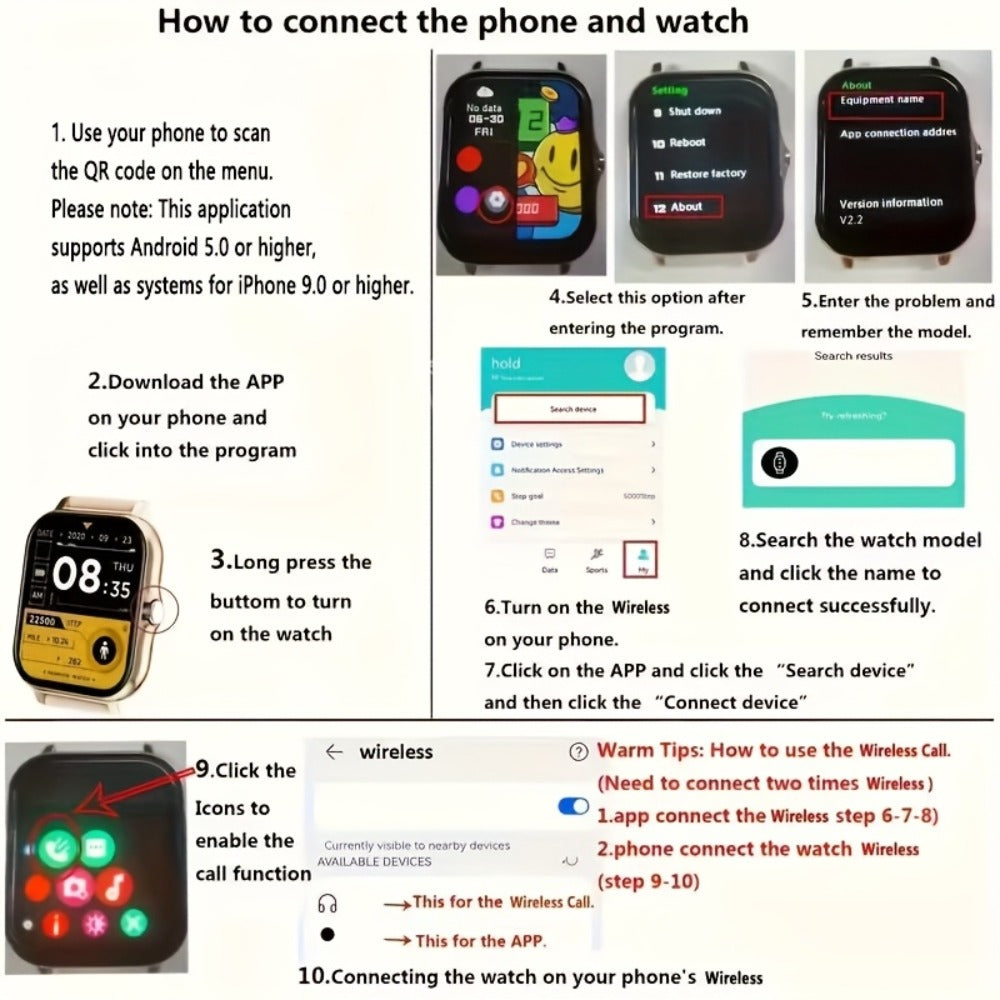Smartwatch Unisex GPS 1.83" Full Touch – Wireless Calling, Music Playback, Remote Camera Control, Multi-Sport Fitness Tracker, Message