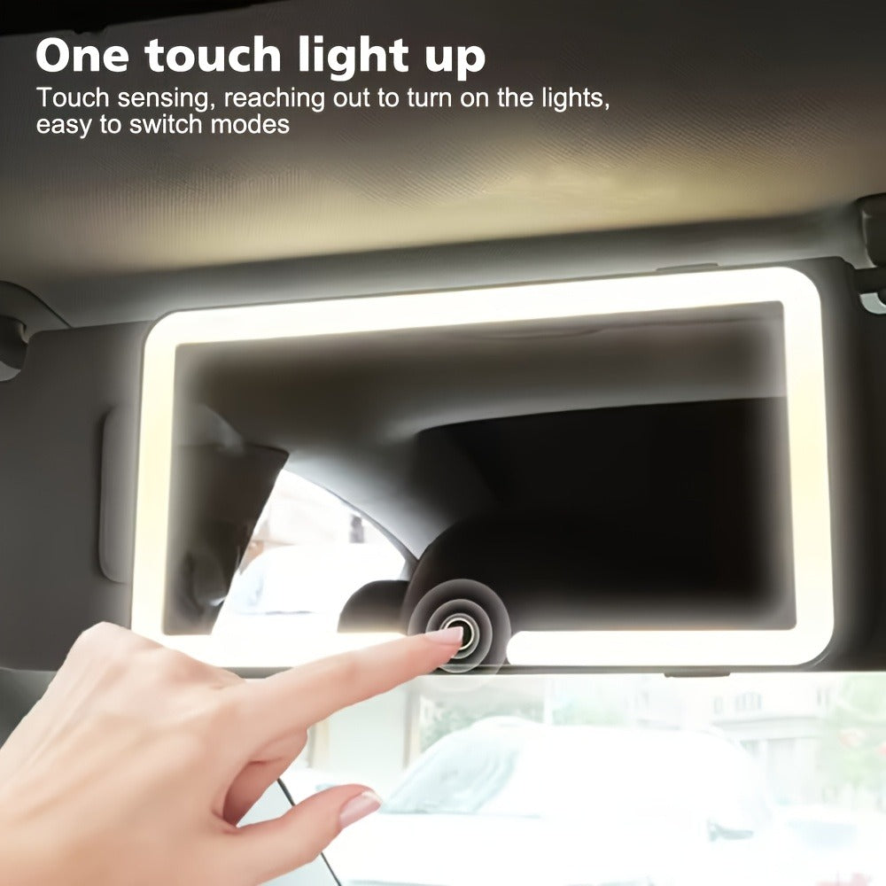 Car Sun Visor Makeup Mirror with LED Lights USB Powered – 3 Color Light Modes, Lighted Visor Mirror for Cars Trucks SUVs