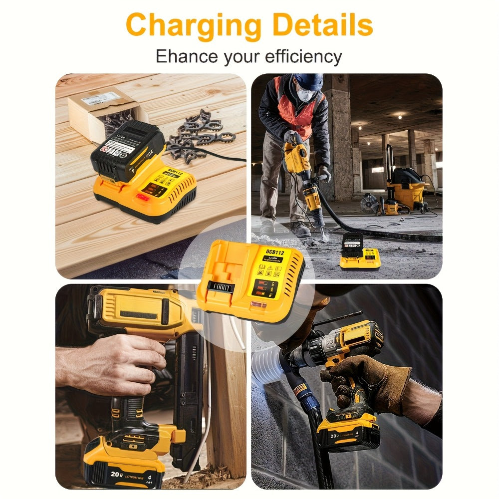Fast Battery Charger for DeWalt 12V 20V 60V MAX Compatible with DCB120 DCB126 DCB200 DCB201 for Entryways, Bedrooms and Living Spaces