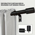 One-Inch Adjustable Curtain Rod with Rounded Cup Finials in Black, Brushed Nickel or Gold Finish