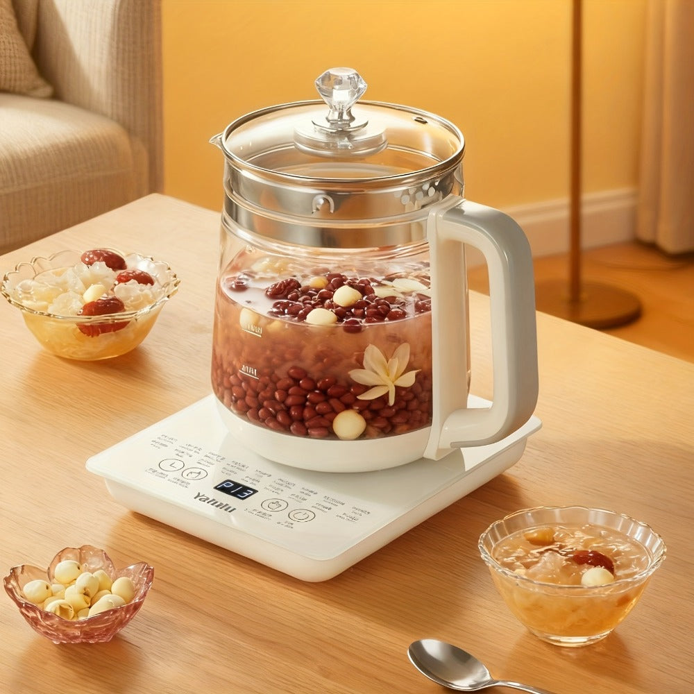 Electric Health Pot Smart Kettle 1.8L Thickened Glass 18 Smart Functions Removable Filter Multi-Functional for Tea Herbal Brewing Camping