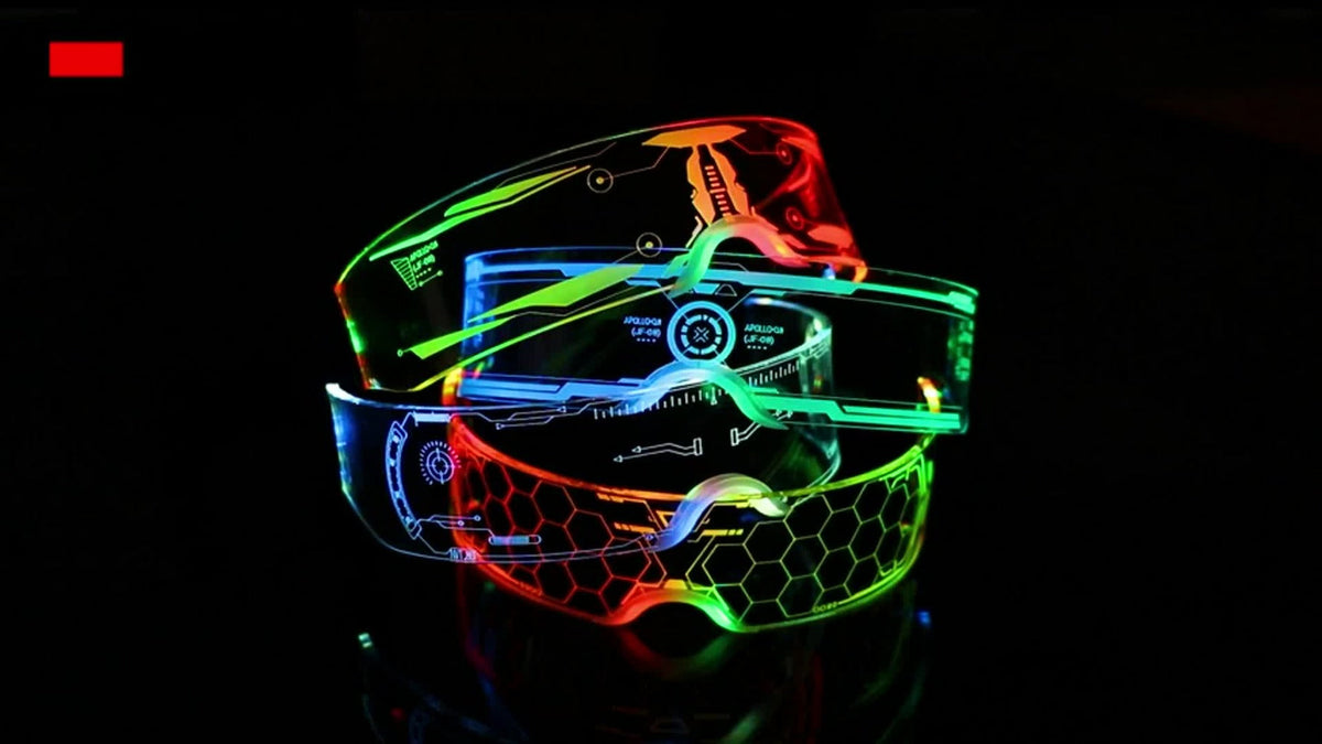 LED Visor Glasses Cyberpunk Futuristic Glow 7 Colors 5 Modes with the Listed Color, Size or Set Options for Everyday Use