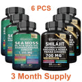 Sea Moss Shilajit Bundle 6-Pack 3-Month Supply with Black Seed Oil Ashwagandha Rhodiola for Bath Time, Home Spa and Personal Care