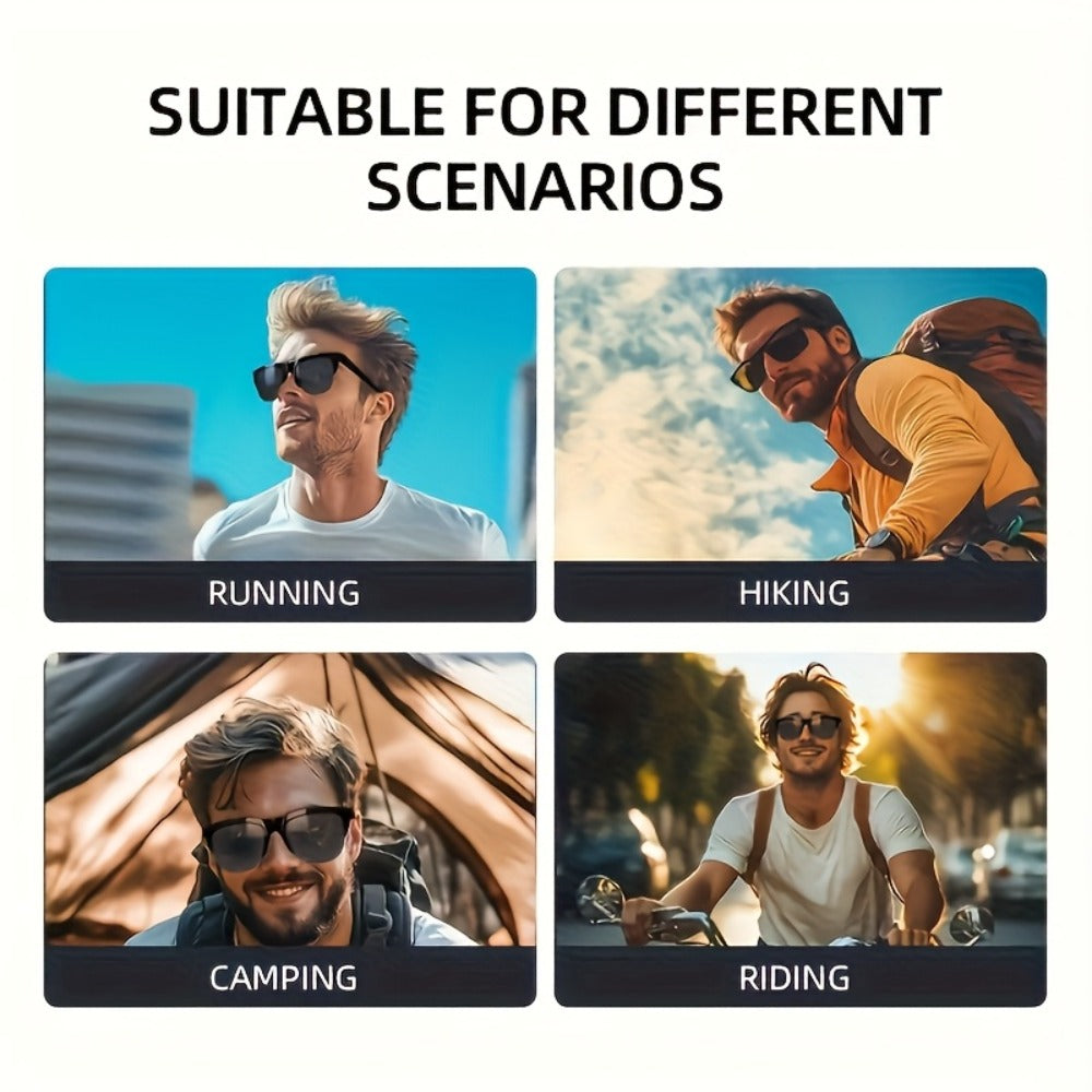 Smart Glasses Open-Ear Bluetooth Audio Eyewear with Built-In Speaker, Microphone and Black or White Frames