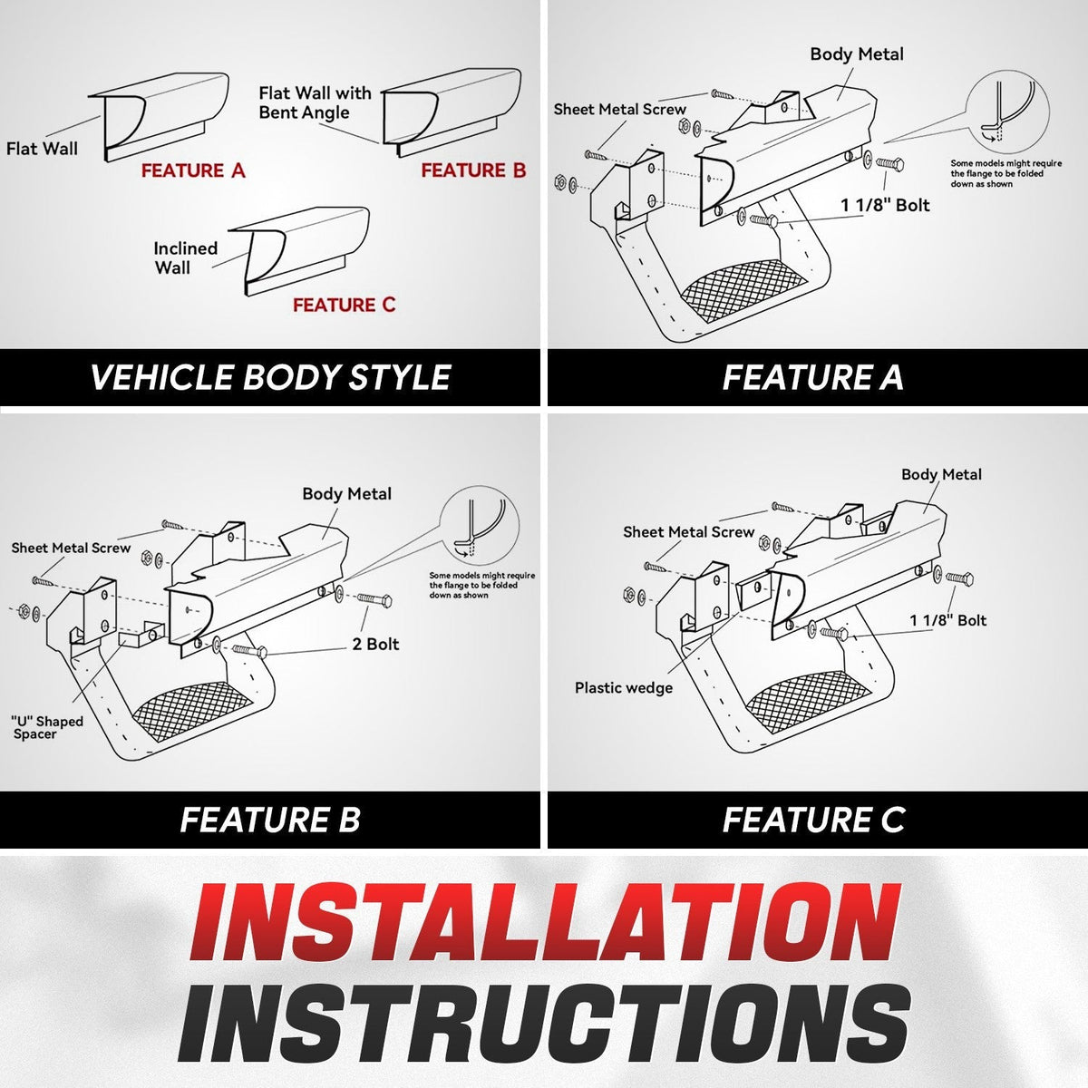 Aluminum Side Step Pad for Truck SUV – Universal Fit, 350 lbs Capacity, Non-Slip, Fits Chevy GMC Ford Dodge Ram Toyota Nissan Pickup