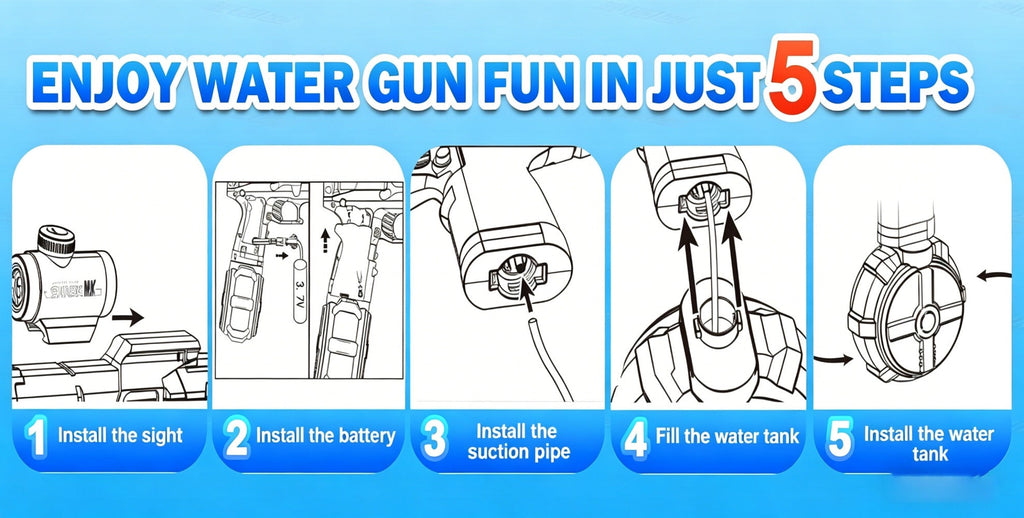 Rechargeable Transforming Electric Water Blaster with LED Muzzle Light and Blue or Blue Spec2 Option