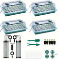 Seedling Starter Tray with Grow Light 4pcs 160-Cell, Adjustable Brightness & Timer, Humidity Dome