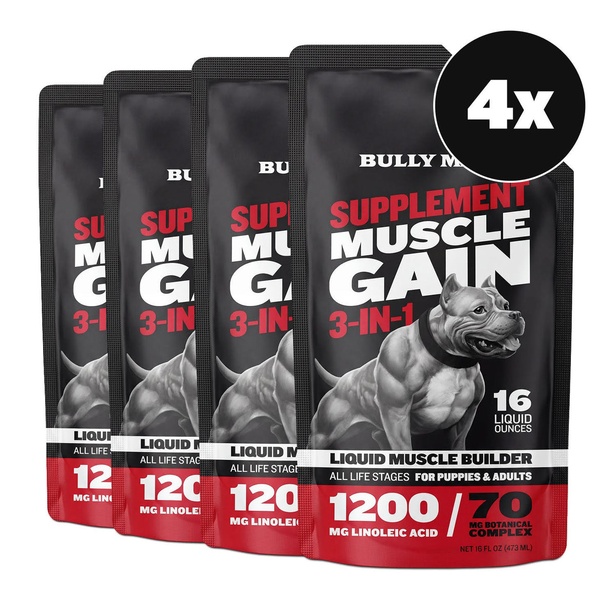 Liquid Muscle Support Supplement for Dogs 4 bottles