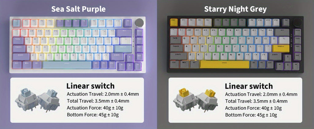 Hot Swap Gasket Mechanical Keyboard AJAZZ AK820 75%, Wireless 2.4GHz & Wired, Volume Knob, South-Facing RGB