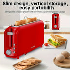 2-Slice Toaster Slim Ultra-Thin Design, 6 Browning Settings, 10" Long Slot, Reheat & Defrost Functions