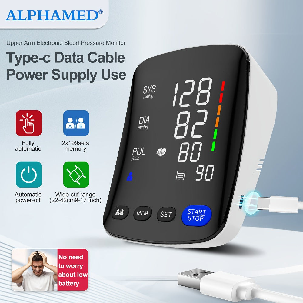 Blood Pressure Monitor Upper Arm - Digital BP Machine, Large Display, 2-4 User Memory 199 Readings