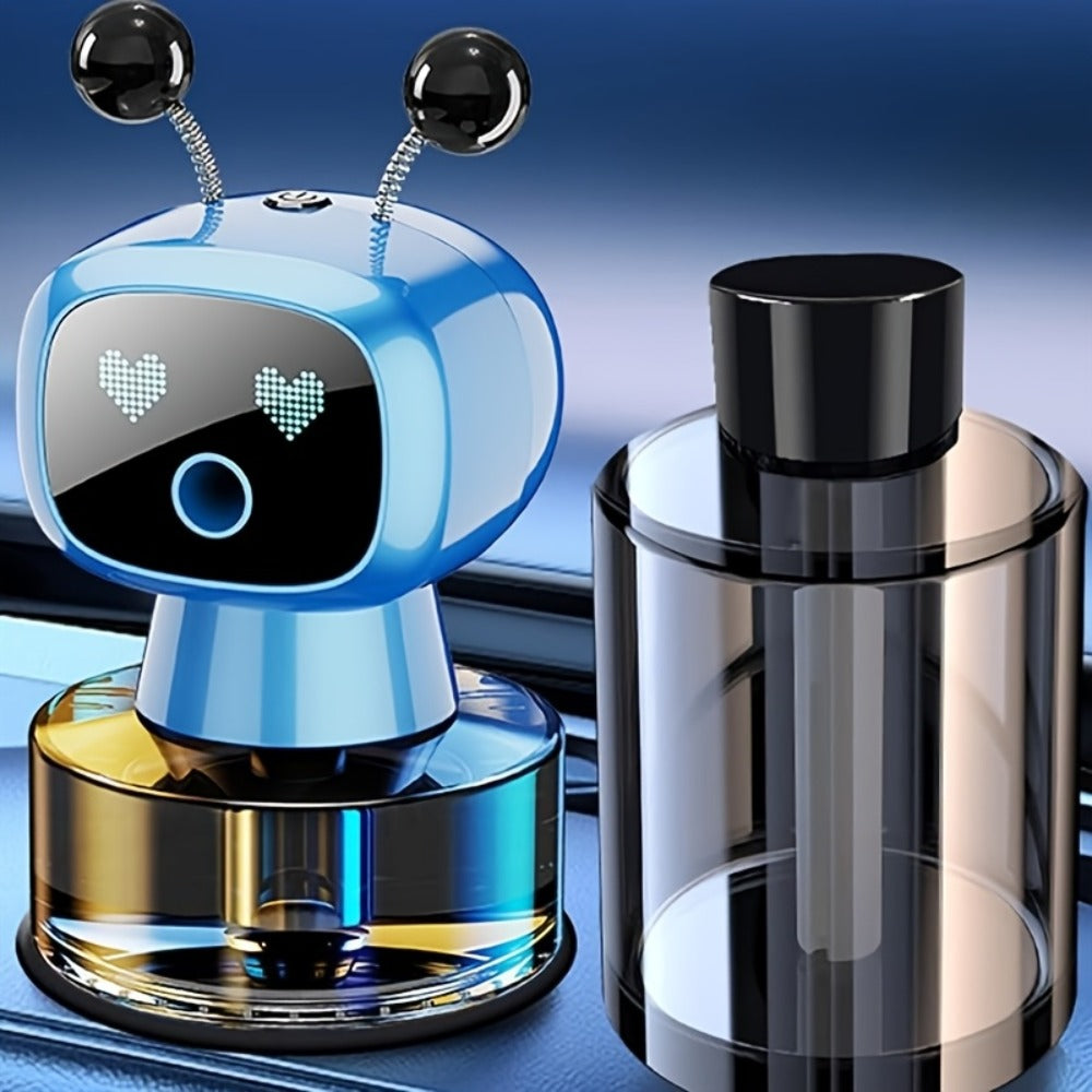 Robot Car Air Freshener Auto Spray – AI Dynamic Expression, 4 Fragrance Gears, Car Start/Stop Trigger, 5 Scents