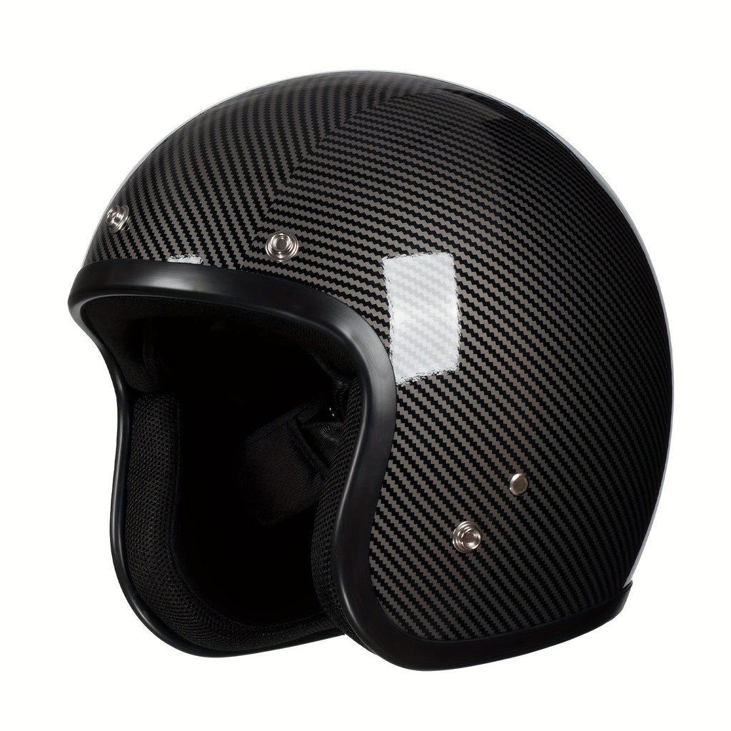 Motorcycle Helmet 3/4 Open-Face Design in Six Graphic Styles, S-XL Sizes with Front Snap Hardware and Padded Liner